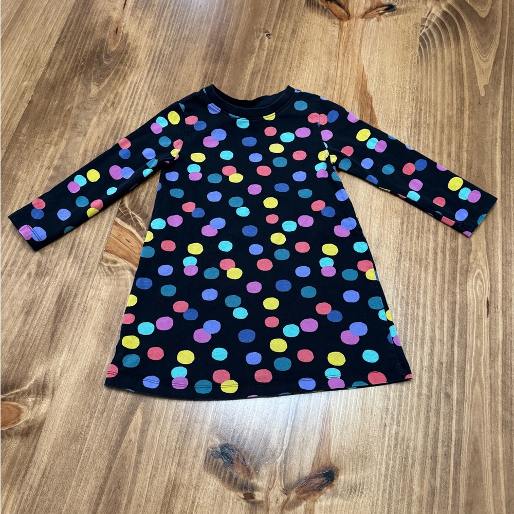 Hanna Andersonson Long Sleeveve Dress Black with colorfull Polka Dots 100cm/ 4T